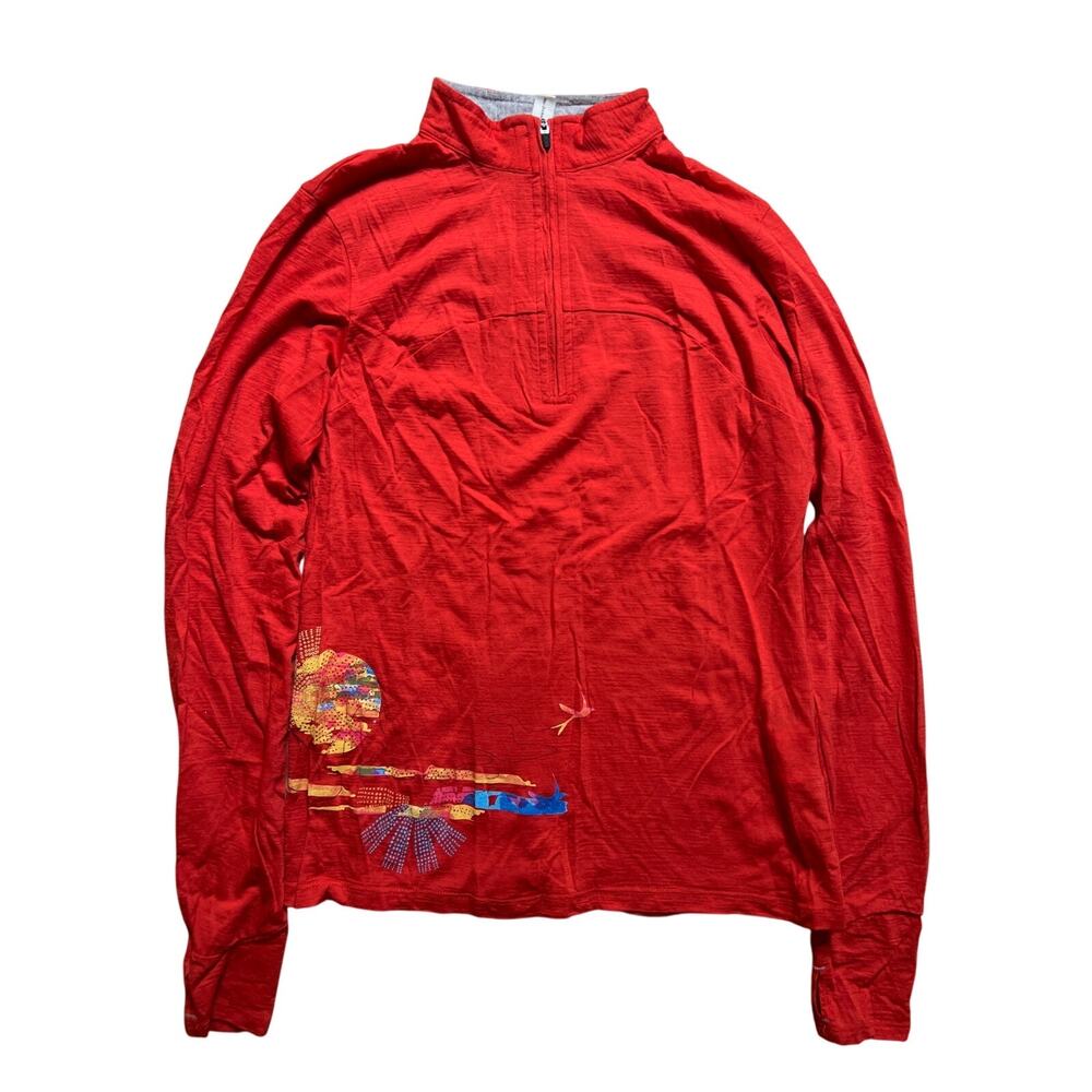 Ibex Women's M Red 1/4 Zip Sweater